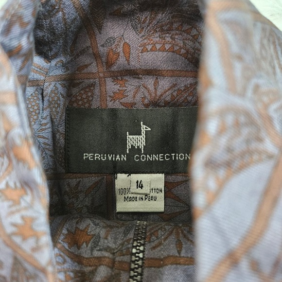 Peruvian Connection Women's Purple Abstract Print Zip Up Jacket. Size 14/L - Picture 5 of 7